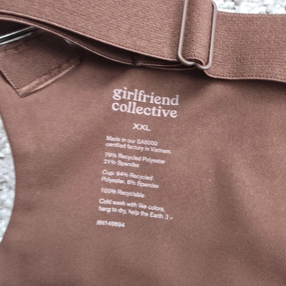 Girlfriend Collective Simone High Support Sports Bra Womens 2XL Cross Back Brown